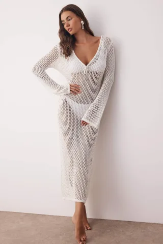 Langes, gerades Maxi-Strandkleid für Damen