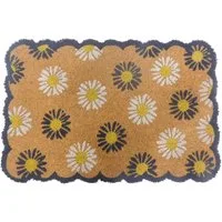 relaxdays Fußmatte Kokos Fußmatte Pflanzen 60x40 cm, rechteckig, Höhe: 15 mm, E
