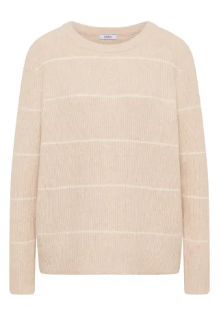 CECIL - Gestreifter Strukturpullover desert beige melange - Gr. - XL