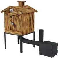 QLS Räucherofen 50x50x70 cm, Räucherkammer Holz Imprägniert Räucherschrank Garten