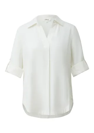 s.Oliver Red Label - Bluse mit V-Ausschnitt und 3/4-Ärmeln weiß - Gr. - 34