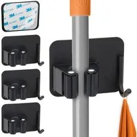 ECENCE Gartengerätehalter 4x Gerätehalter Selbstklebend Schwarz Wand Garten