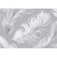 Wallarena Fototapete Vlies Federn Abstrakt Modern Grau Schlafzimmer, Wohnzimmer 350x250 cm, glatt, 350 x 250 cm