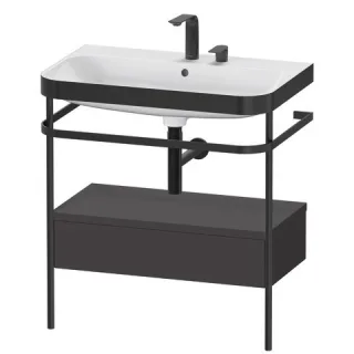Duravit Happy D.2 Plus c-bonded Set mit Metallkonsole und Schubkasten Graphit Supermatt 775x490x850  HP4742E8080