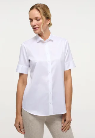 ETERNA - Cover Shirt Bluse Twill Kurzarm weiß - Gr. - 48/Kurzarm