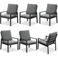 MeXo Gartenlounge-Set Alu Gartenmöbel-Sets Gartenstuhl, (6-tlg., 6 Esszimmerstühle, 60x 68x 85 cm, 12 Auflagen, bis zu 140 kg belastbar), wetterfest Gartengarnitur Set