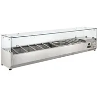 GastroHero Dönergrill Kühlaufsatz Gastronomie Edelstahl 160 cm mit Glasaufsatz 8 x GN 1/4, 145 W