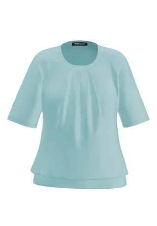 FRANK WALDER - Blusenshirt NOS mit modischer Faltenpartie vorne blue lagoon - Gr. - 44