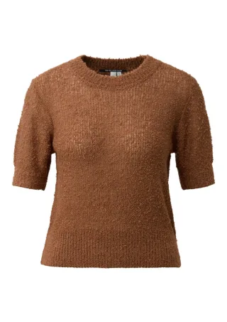 Q/S designed by - Kurzarm-Strickpullover braun - Gr. - XL