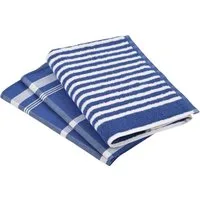 ROSS Geschirrtuch Exclusiv, (Set, 3-tlg), 1x Küchen-Frottiertuch (Streifen) und 2 Geschirrtücher (Karodesign)