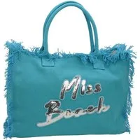 Miss Beach Strandtasche - Badetasche mit Reißverschluss - Canvas Shopper Urlaub Groß 29 Liter, Paillettenprint