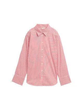 Denim Tom Tailor - Loose Fit Hemd mit Streifen red white vertical stripe - Gr. - S