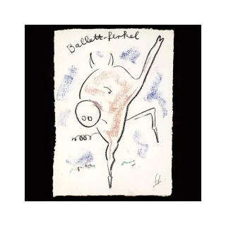 Helge Schneider - Original Kohlezeichnung "Balletferkel" 30 x 41...