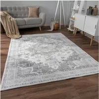 KADIMA DESIGN Teppich waschmaschinenwaschbar Orientalisch-Vintage Waschbarer Teppich, Läufer, Höhe: 12 mm, Florhöhe: 8 mm, 100% Polyester, Rechteckig, 80x150cm, Grau