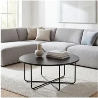 FINEBUY Couchtisch FB117898 Sofatisch 80cm MDF Loungetisch Beistelltisch Rund Schwarz (Stilvoller Kaffeetisch für gemütliche Abende), Pflegeleichtes Beistellmöbel im Loft Design