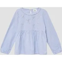 s.Oliver Langarmbluse Bluse Ausgestellte Bluse mit Streifen und Schmucksteinen