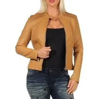 malito more than fashion Lederimitatjacke malito Damen Jacke, Kunstleder Jacke, lässige Biker Jacke mit Steppu Bikerjacke Slimfit mit Steppung