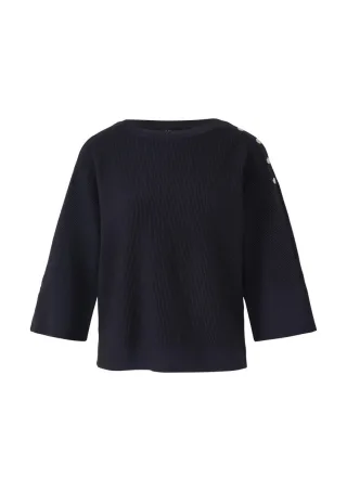 s.Oliver BLACK LABEL - Strickpullover mit U-Boot-Ausschnitt und 3/4-Ärmeln blau - Gr. - 38