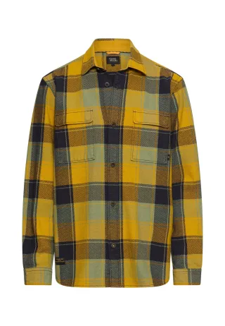 camel active - Schottenkarohemd mit Pattentaschen moss yellow - Gr. - L