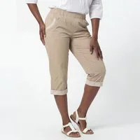 OriginalYou Caprihose Damen Sommerhose aus 95% Baumwolle 7/8 Freizeithose maritimer Look & Beinumschlag, in den Größen 36 bis 50 erhältlich