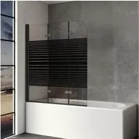 IMPTS Badewannenaufsatz Duschwand für Badewanne Badewannenfaltwand Faltbar 100-140cm, Glas Alu, (Set, 3 tlg., 3 TLG), Duschabtrennung für Badewanne