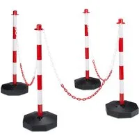 relaxdays Zaunpfosten Absperrpfosten Kunststoff mit Kette, (4-St), 4er Pack