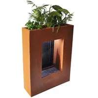 Köhko Gartenbrunnen Wasservorhang-Brunnen bepflanzbar mit LEDHöhe 80 cm aus Cortenstahl