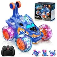 Wootoy RC-Auto Spielzeug-Auto Hai Ferngesteuertes Stuntauto mit 360°-Rotation (USB-Aufladung 4WD-Antrieb robuste Gummireifen, 1-tlg., mit 90°-Vertikalfahrten und LED-Räder), für den Innen- und Außenbereich auf verschiedenen Untergründen