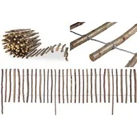 MC.Sammler Staketenzaun Staketenzaun mit Pfosten aus Haselnuss mit Rinde, Lattenabstand: 3-4 cm Höhe: 35cm X Länge: 500cm