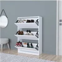 en.casa Schuhschrank »Aurskog« mit Kipptüren 110x735x24cm Weiß