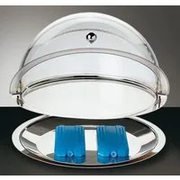 APS Servierplatte Thermo-Set, Edelstahl, Kunststoff, einfache Handhabung und dezentes Design, 6 Stunden Kühlzeit, Ø 38 cm