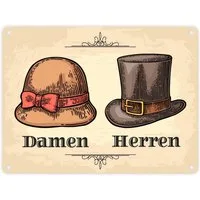 speecheese Metallschild Damen und Herren WC Toiletten Schild im Vintage Style Blechschild