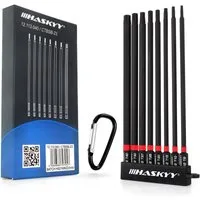 HASKYY Torx-Bit Lang Torx Bits Set 150mm 1/4" Schraubendreher T8-T40 Schwarz Torx