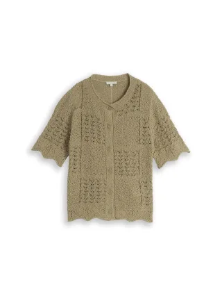 Tom Tailor - Cardigan mit welligen Saumkanten silver olive - Gr. - L