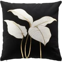 Macosa Home Dekokissen Kissen 45 x 45 cm Schwarz Gold Blätter Pflanzen Baumwolle, mit Reißverschluss inkl. Füllung Sofakissen modern
