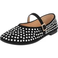 Ital-Design Bequemer Damenschuh mit Dekorativen Details für Freizeit Schnürpumps (91554536) Blockabsatz Riemchenballerinas in Schwarz