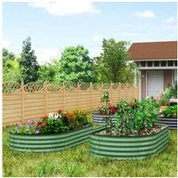 Outsunny Hochbeet 2er-Set, aus Stahl (Pflanzkasten, 2 St., Gemüsebeet), 181 x 93 x 30 cm für Garten Balkon Terrasse
