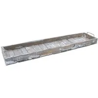Spetebo Dekotablett Holz Deko Tablett XXL Used Look mit Griffen aus Metall - 90 x 20 cm (Stück, 1 St., Deko Tablett), Servier und Kerzen Brett rechteckig