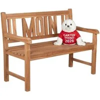 MR.DEKO Gartenbank Teak MOIN 120 cm – norddeutsch, einladend & wetterfest (2-Sitzer Bank, zerlegt geliefert, ideal für Terrasse, 1-St), Massive Sitzbank Garten und Balkon, 250 kg belastbar
