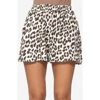 SASSYCLASSY Shorts Musselin Shorts mit Print Damen Bedruckte Baumwollshorts mit elastischem Bund Beige Taupe Pink