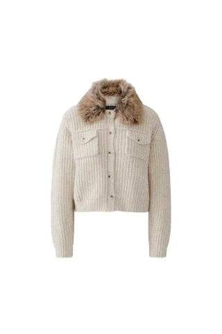 Oui - Strickjacke light beige mel - Gr. - 40