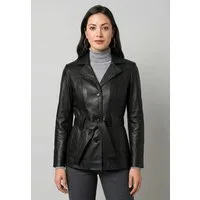 Felix Hardy Lederjacke Lederjacke mit Gürtel und Knöpfen