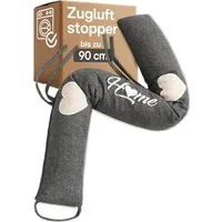 Praknu Zugluftstopper 90cm - Waschbar - Extra Schwer - Für Türen und Fenster - Grau, Einzeln, 1-tlg., Einzelartikel, Effektiver Kältestopp vor Zugluft unter der Tür - Wärmedämmung