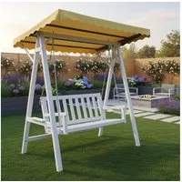 Feel2Home Hollywoodschaukel Hollywoodschaukel Weiß/Grau Gartenbank Outdoor Hängeliege Sonnendach, 3-Sitzer, Schaukel, Stück, 1 tlg., Premium-Hollywoodschaukel, Stabile Kettenaufhängung