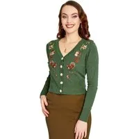 Voodoo Vixen Strickjacke Green Woodland Cardigan Retro Vintage Eichhörnchen Igel