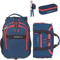 ELEPHANT Schulrucksack Hero Signature Schultasche (Set, 3-tlg., 3 Teile Rucksack Sporttasche Mäppchen Box), Softcase Schulranzen Schulmappe +rsm