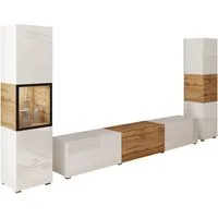 Home affaire Wohnwand BERLIN III, Vitrine Türschlag links/rechts wechselbar, (Komplett-Set, 3-St), moderne grifflose Mediawand Breite 260 cm, Vitrine mit Verglasung