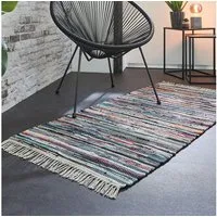 Andiamo Teppich Multi, rechteckig, Höhe: 10 mm, Flachgewebe, Fleckerl, reine Baumwolle, handgewebt, mit Fransen