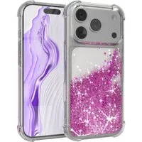EAZY CASE Handyhülle Liquid Glittery Case für Apple iPhone 17 Pro 6,3 Zoll, Bumper Case Back Cover Glitter Glossy Handyhülle Etui Violett Lila