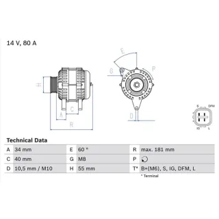 Bosch Lichtmaschine 80A Toyota Auris Avensis Corolla Wish